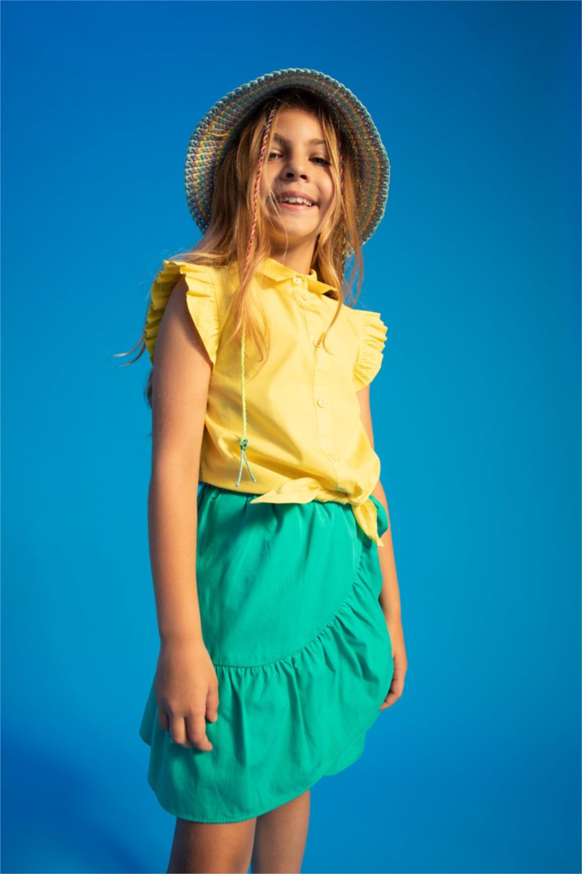 GIRLS & TEENS Turquoise Girl Regular Fit Elasticated Waist Mini Skirt