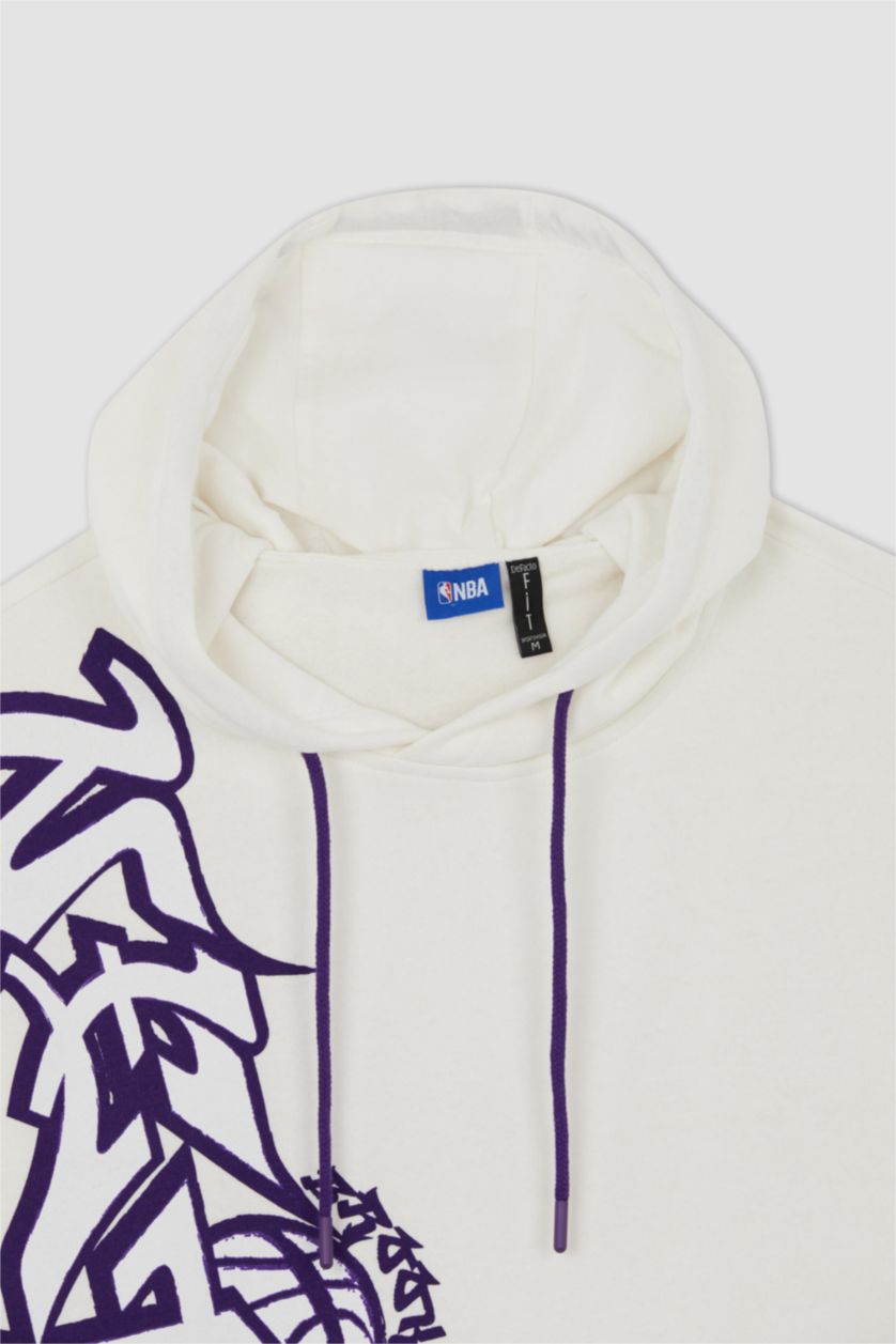 HOMME Écru Defacto Fit NBA Brooklyn Nets Sweat-shirt surdimensionné sous licence