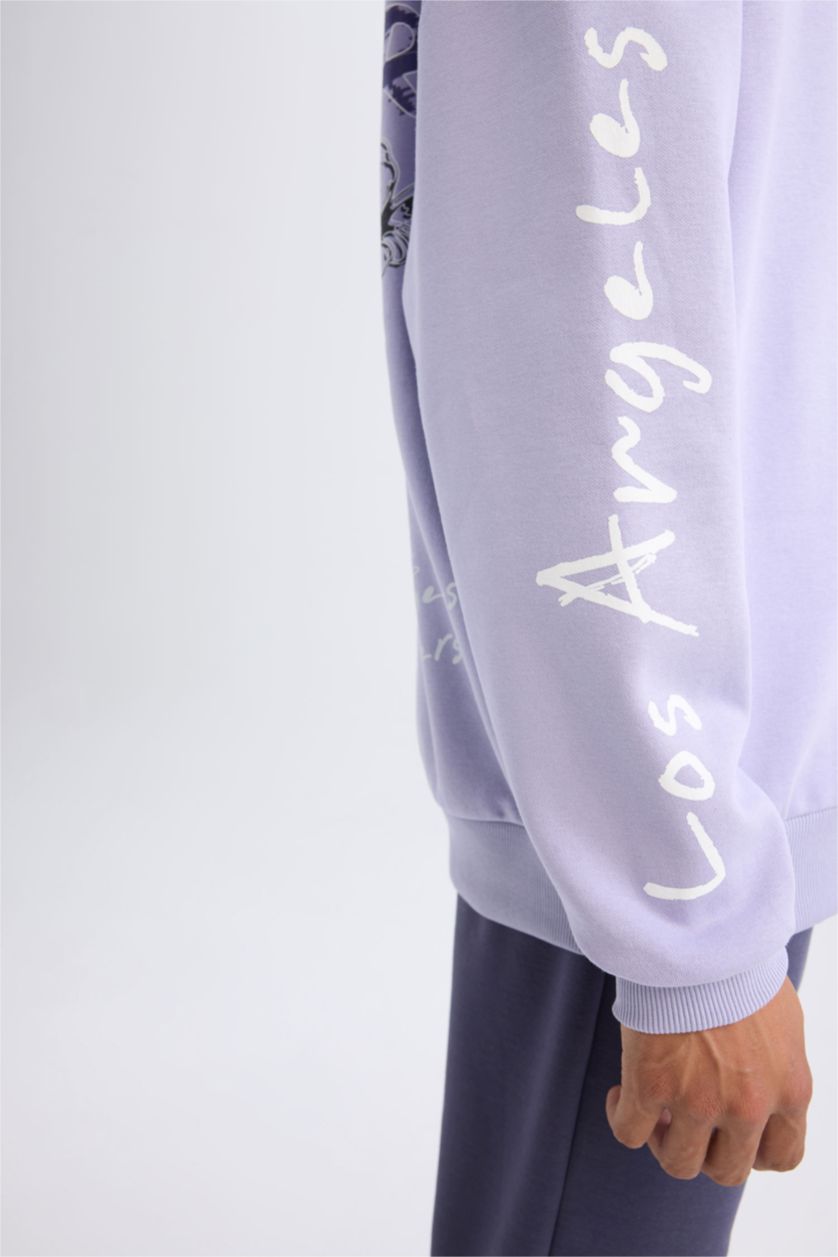 رجالي أرجواني سويت شيرت اوفر سايز بكابيشون وطبعة من الخلف من لوس أنجلوس ليكرز