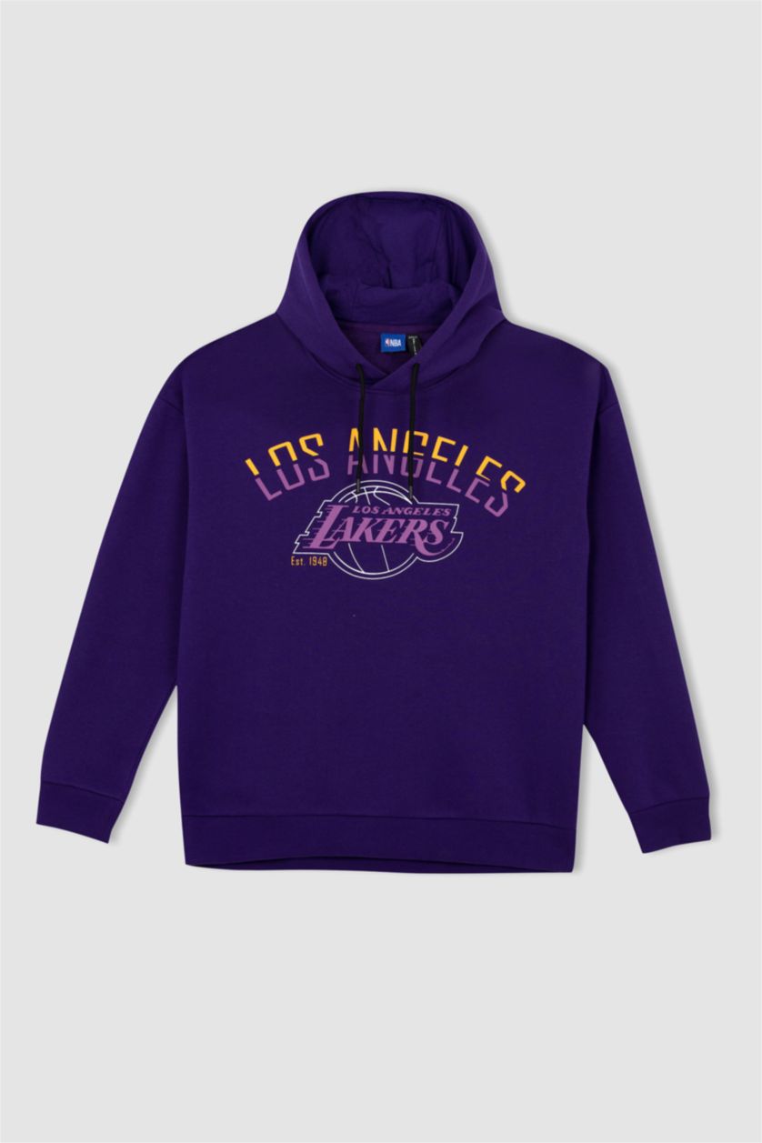 Мужчины Темно-фиолетовый Свитшот комфортного кроя с капюшоном из плотной ткани для мужчин