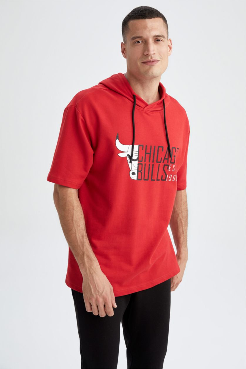 Erkek Kırmızı Oversıze Sweatshirt Kumaşı Kısa Kollu Tişört