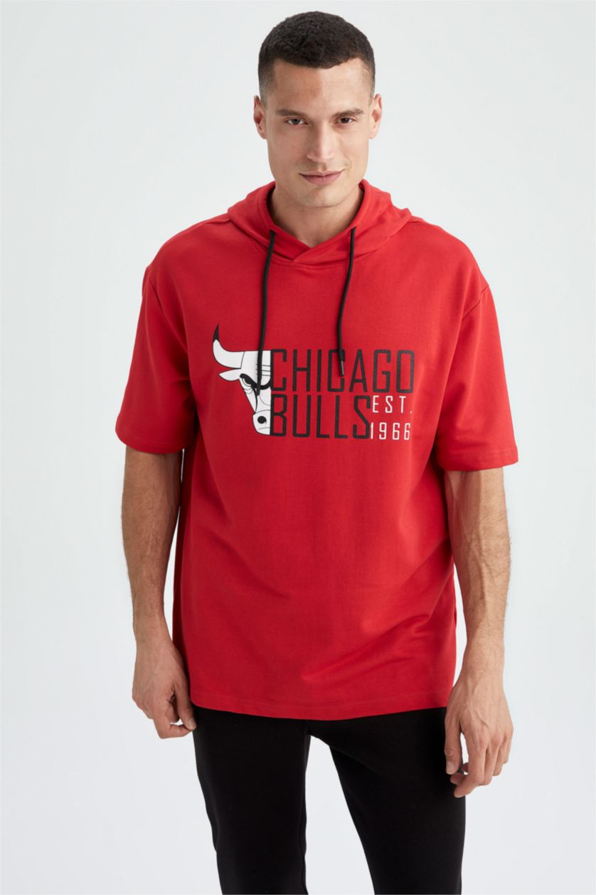 Erkek Kırmızı Oversıze Sweatshirt Kumaşı Kısa Kollu Tişört