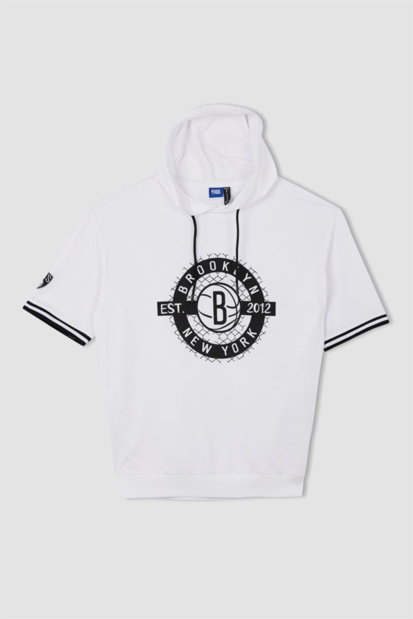 HOMME Blanc Defacto Fit T-shirt surdimensionné sous licence NBA Brooklyn Nets