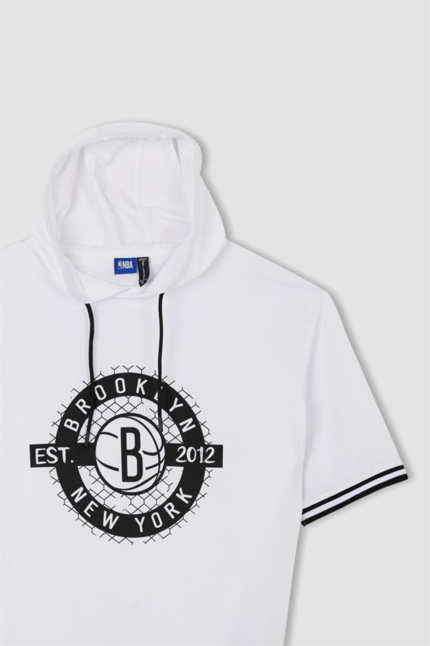 HOMME Blanc Defacto Fit T-shirt surdimensionné sous licence NBA Brooklyn Nets