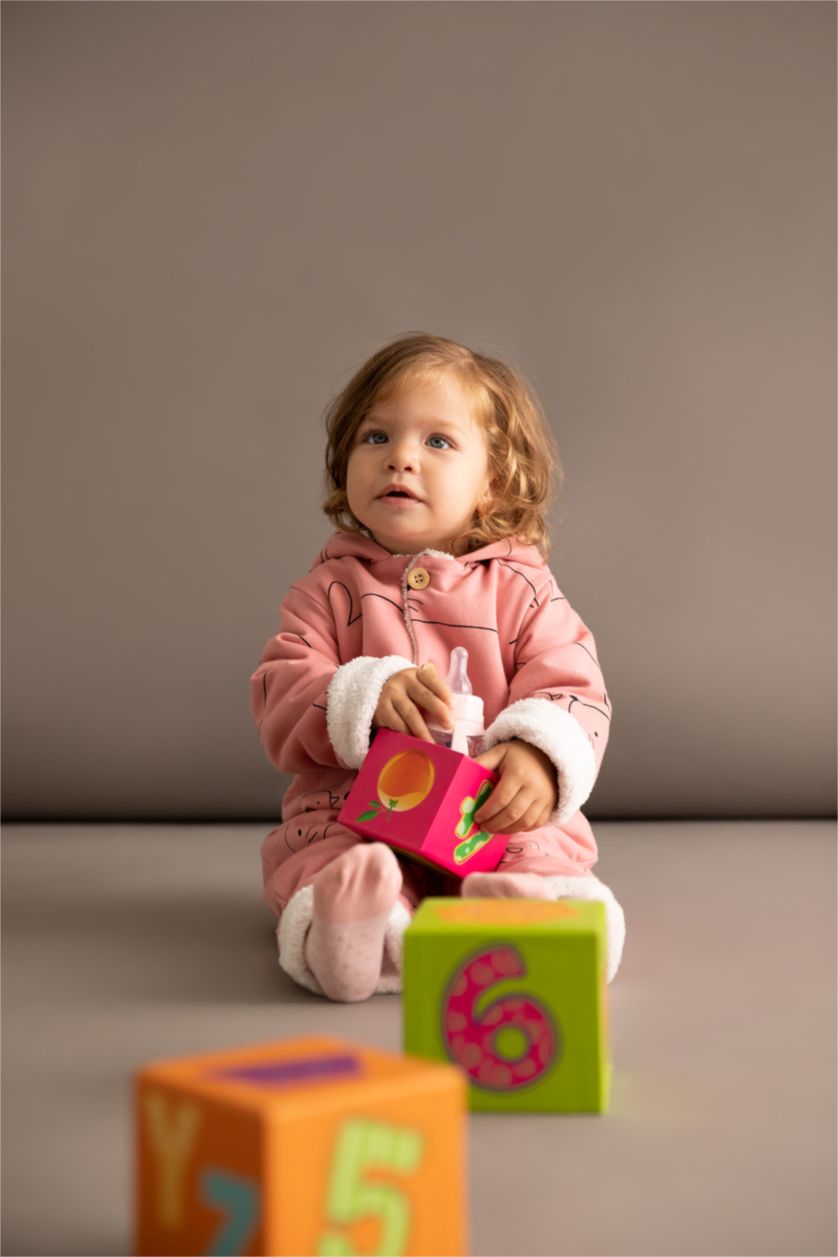 BABY GIRL Rose Baby Girl Hooded Plush Jumpsuit