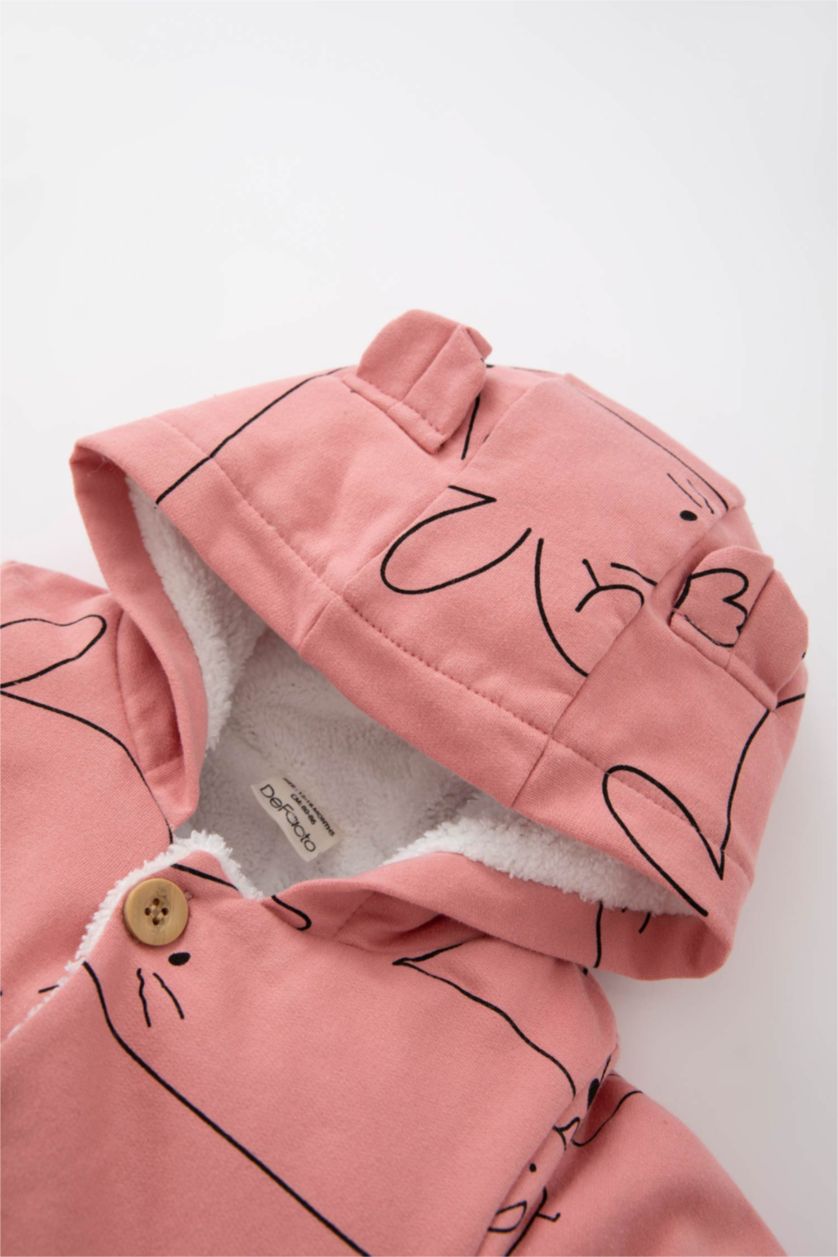 BABY GIRL Rose Baby Girl Hooded Plush Jumpsuit