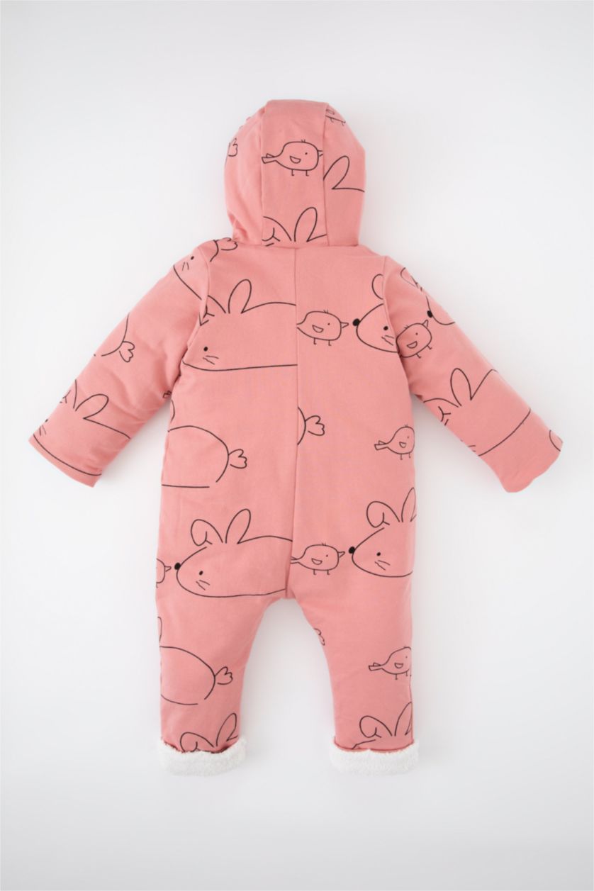 BABY GIRL Rose Baby Girl Hooded Plush Jumpsuit