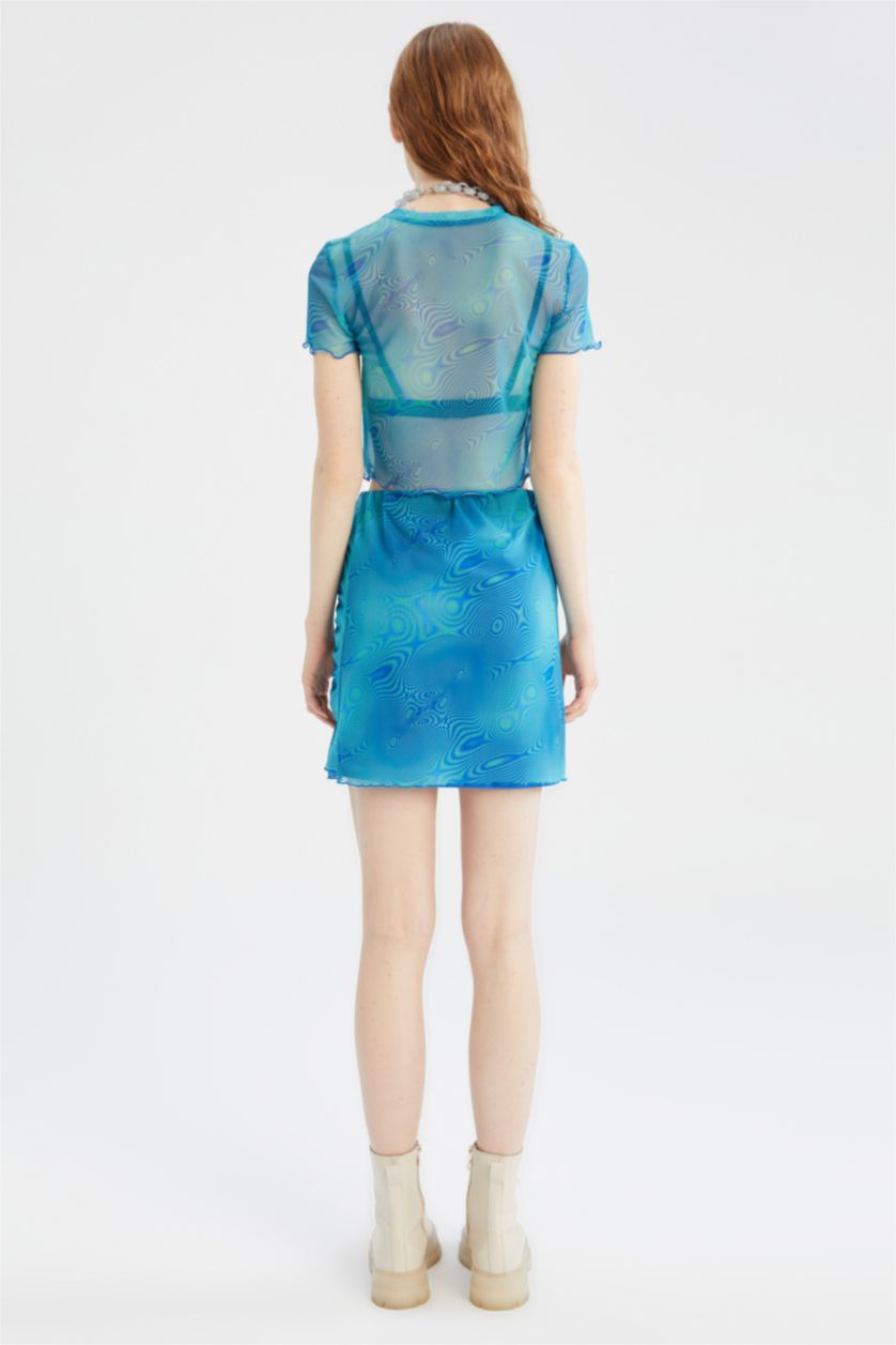 WOMAN Light Green Cooolol Standard Fit Tulle Detailed Mini Skirt