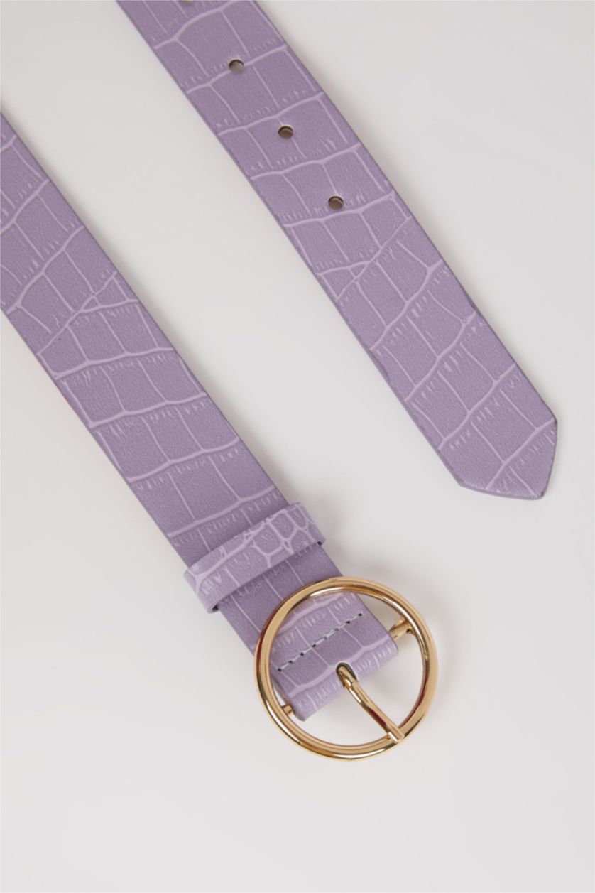 WOMAN Light Lilac Women's Oval Buckle Croco Jean Belt