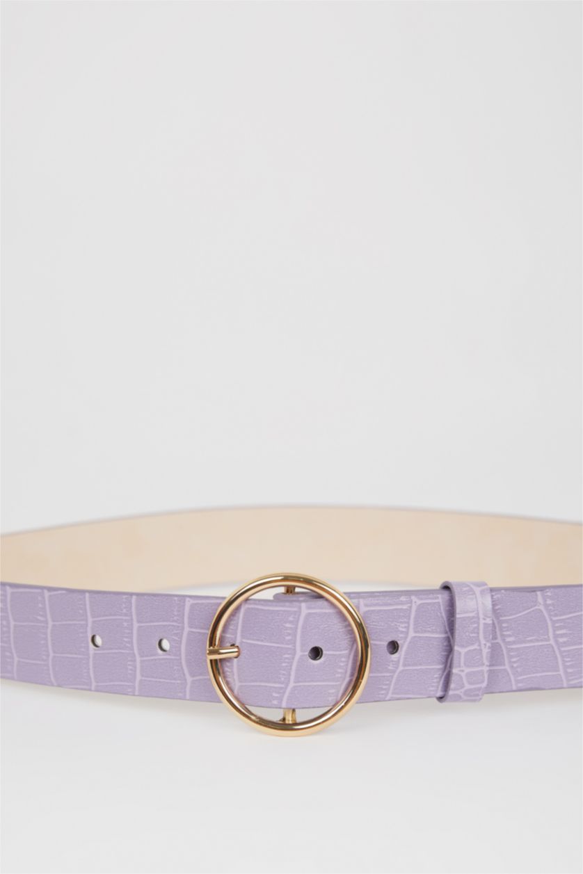 WOMAN Light Lilac Women's Oval Buckle Croco Jean Belt