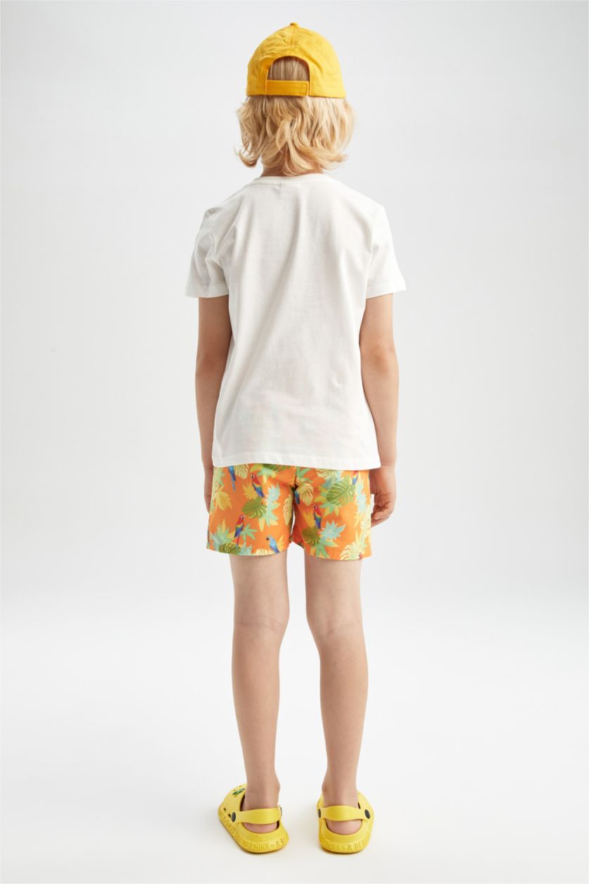 BOYS & TEENS Yellow Boy Tie Waist Floral Print Swimming Short