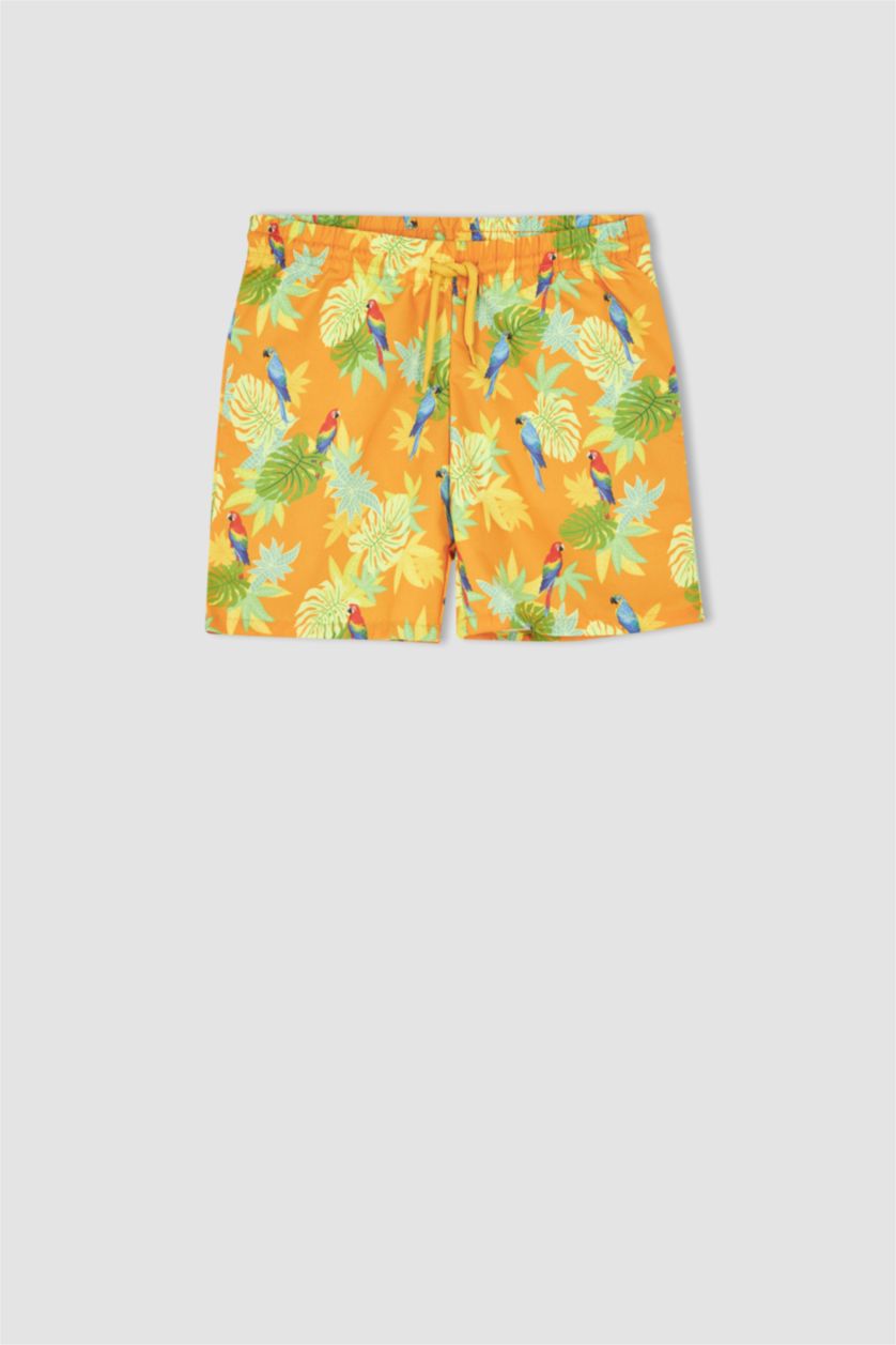 BOYS & TEENS Yellow Boy Tie Waist Floral Print Swimming Short