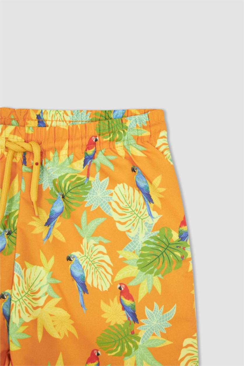BOYS & TEENS Yellow Boy Tie Waist Floral Print Swimming Short