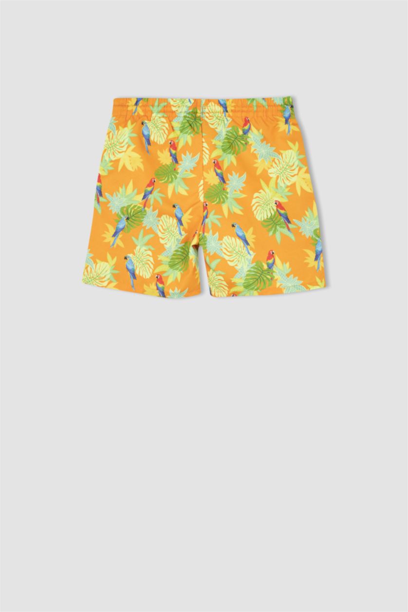 BOYS & TEENS Yellow Boy Tie Waist Floral Print Swimming Short