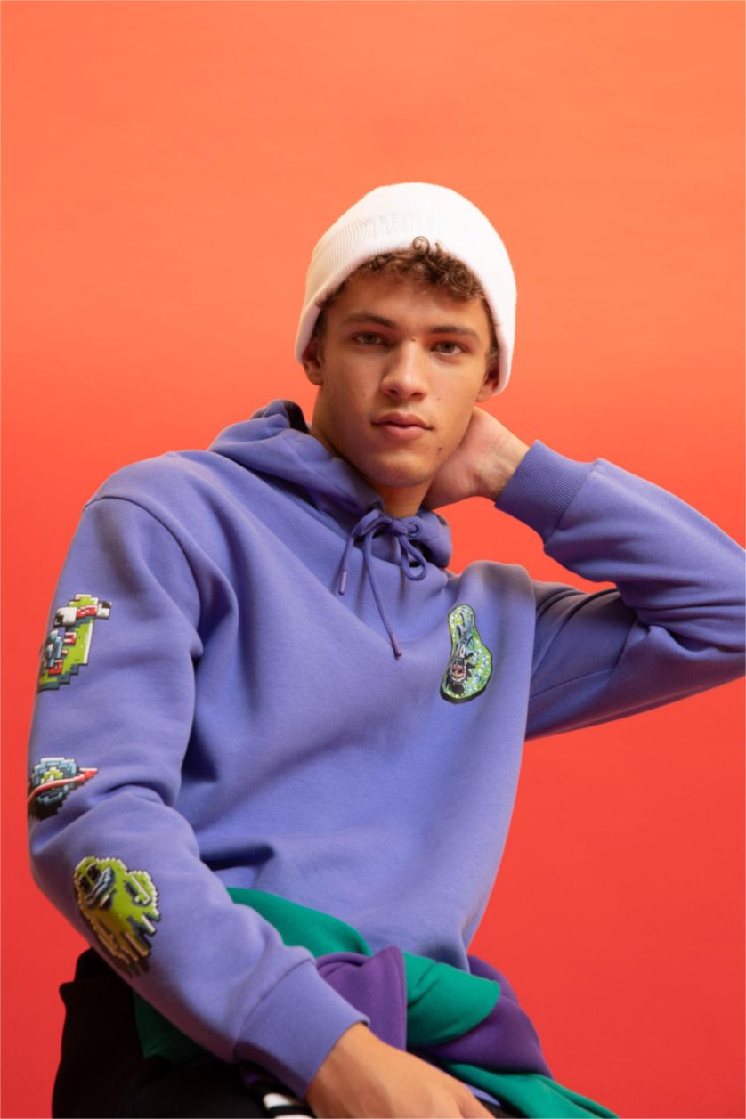 Erkek Menekşe Boxy Fıt Sweatshirt