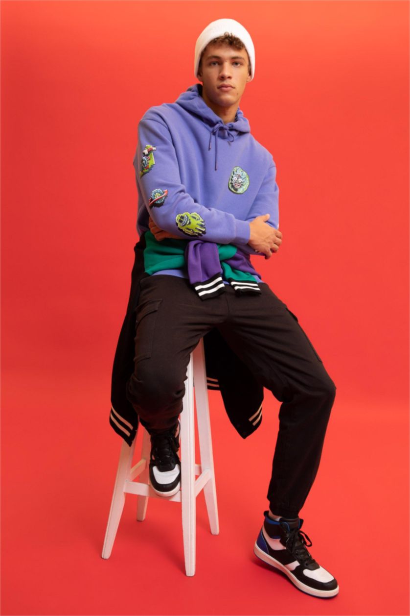 Erkek Menekşe Boxy Fıt Sweatshirt