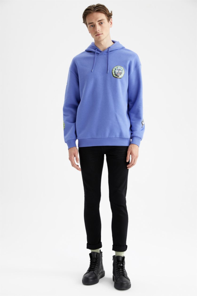 Erkek Menekşe Boxy Fıt Sweatshirt