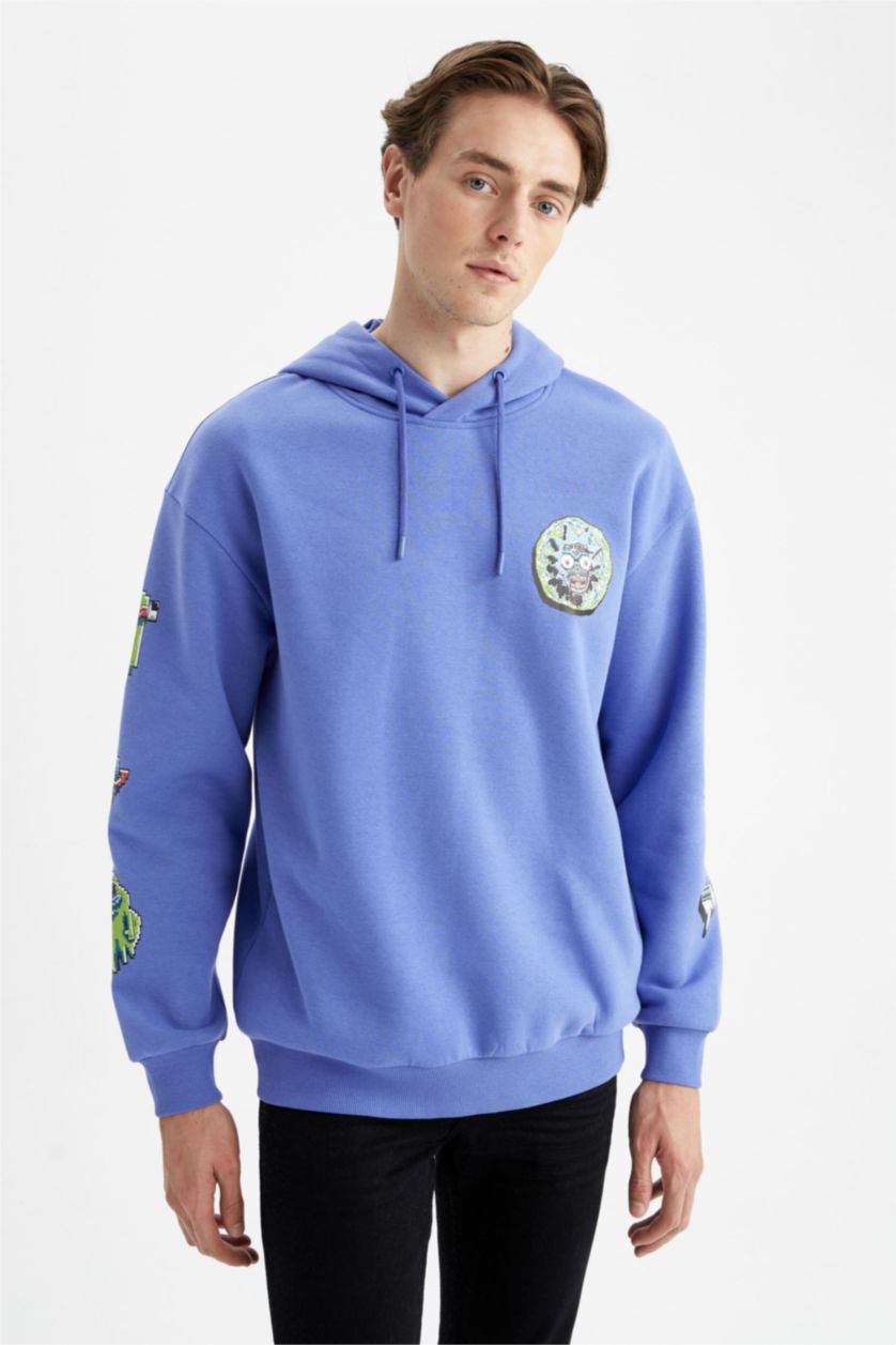 Erkek Menekşe Boxy Fıt Sweatshirt