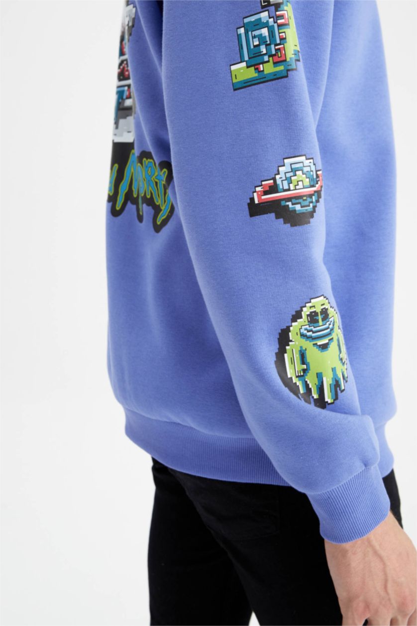 Erkek Menekşe Boxy Fıt Sweatshirt