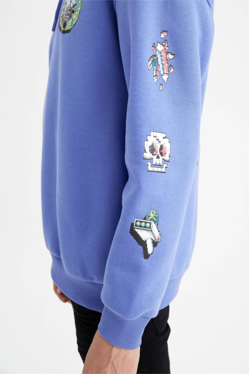 Erkek Menekşe Boxy Fıt Sweatshirt