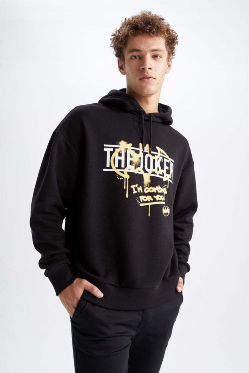 HOMME Noir Sweat- Shirt Coupe Oversize À capuche Batman