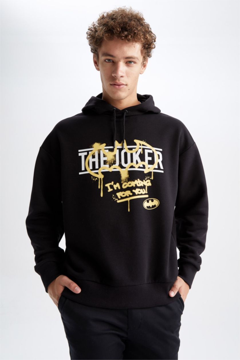 HOMME Noir Sweat- Shirt Coupe Oversize À capuche Batman