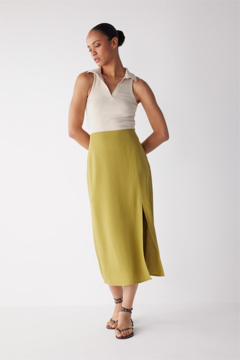 FEMME Beige Débardeur Coupe Slim Col Polo