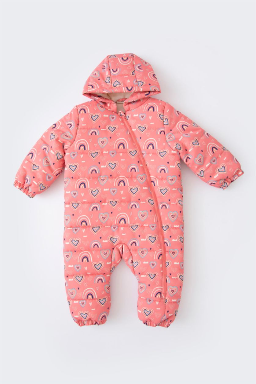 Kız Bebek Gülkurusu Kız Bebek Su İtici Kapüşonlu Polar Astarlı Astronot Mont