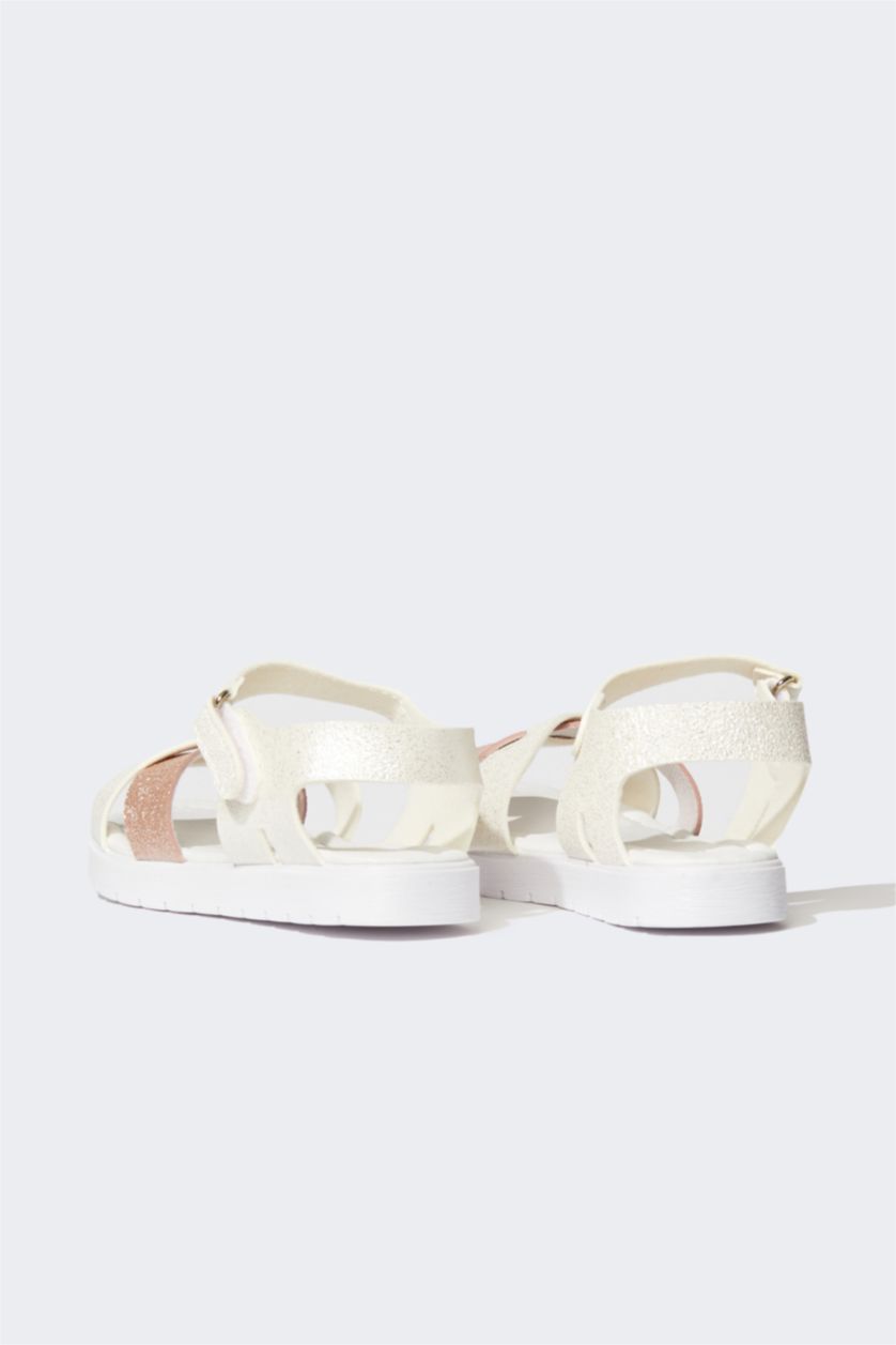 FILLES Blanc Sandales à fond plat à bride unique pour fille