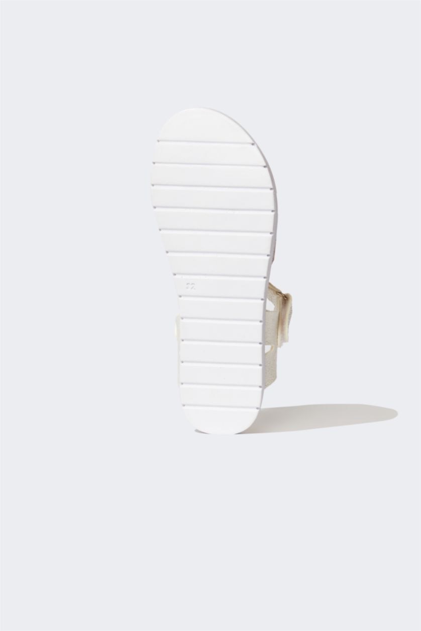 FILLES Blanc Sandales à fond plat à bride unique pour fille