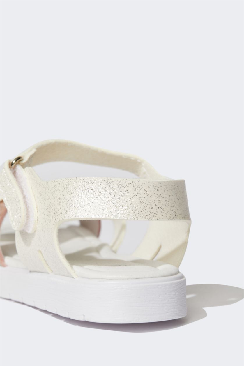 FILLES Blanc Sandales à fond plat à bride unique pour fille