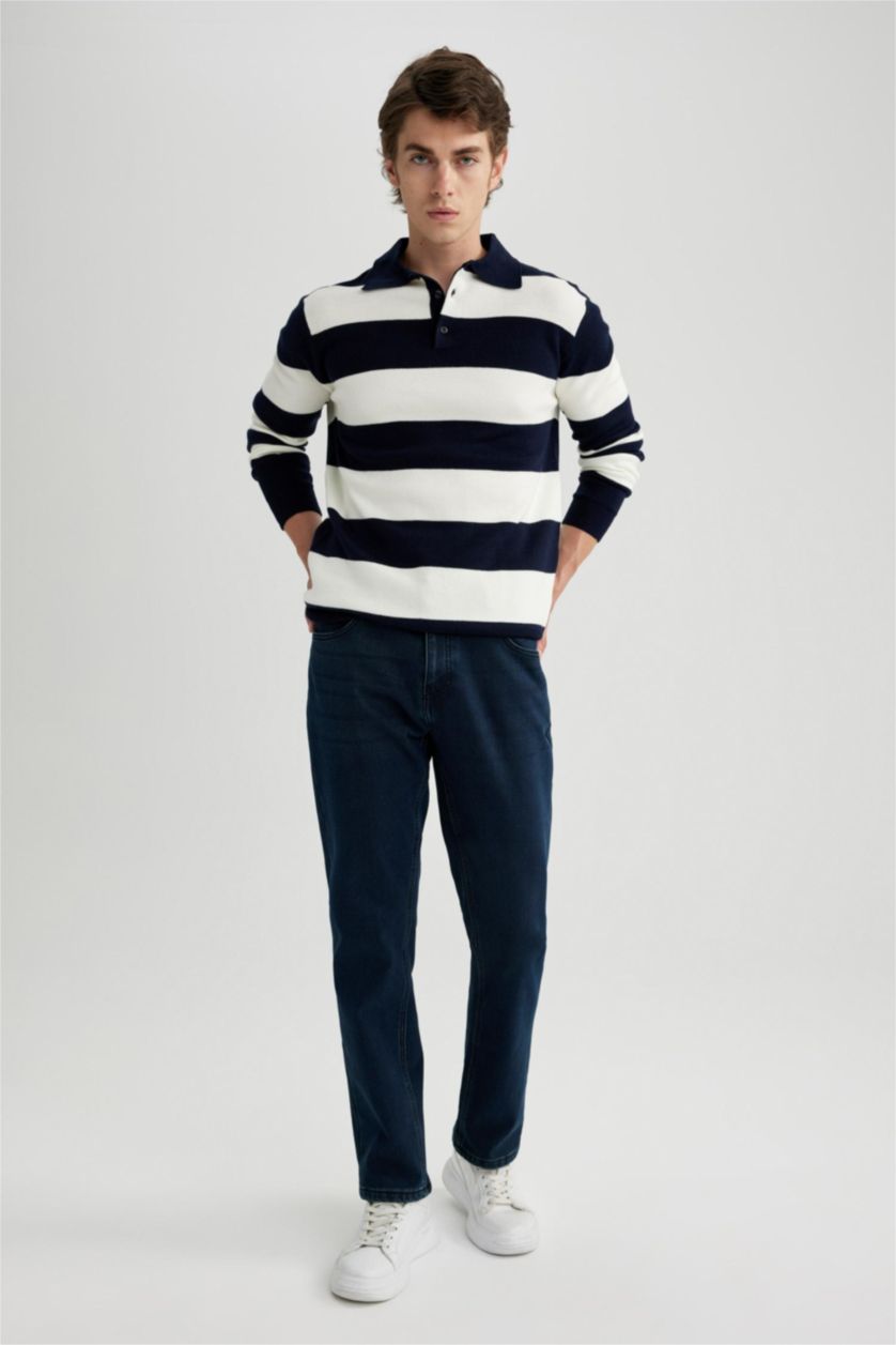 MAN Blue Black Sergio Regular Fit Trousers