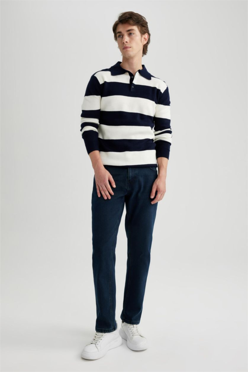 MAN Blue Black Sergio Regular Fit Trousers