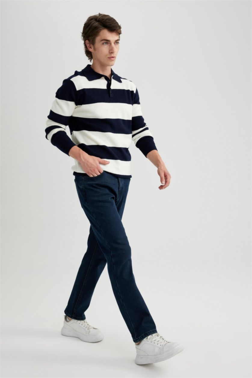 MAN Blue Black Sergio Regular Fit Trousers