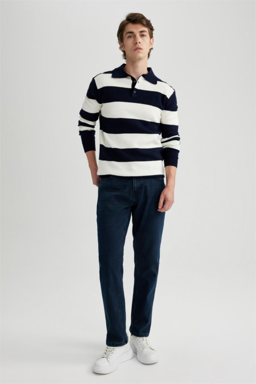 MAN Blue Black Sergio Regular Fit Trousers
