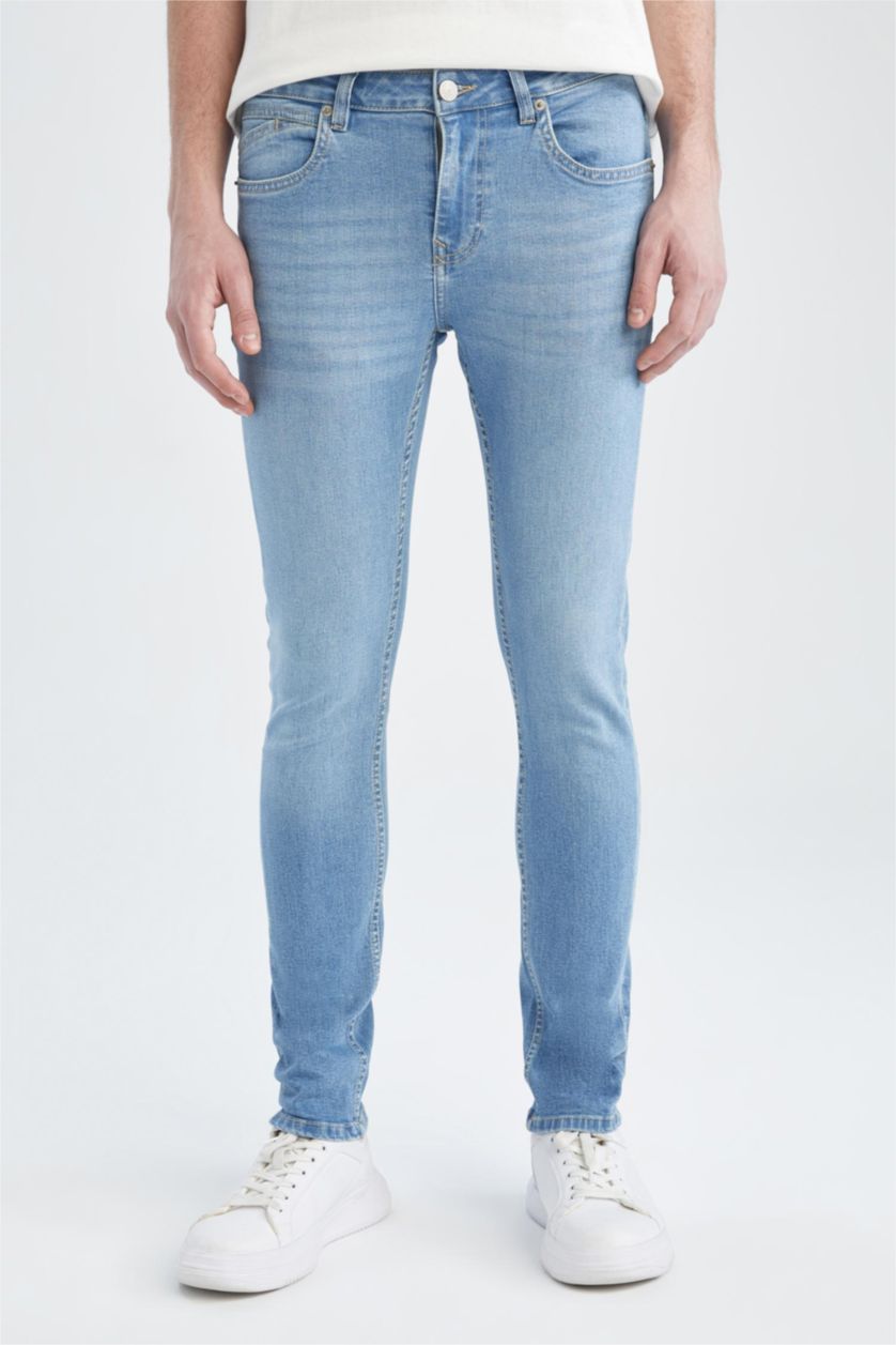 Erkek Açık Mavi Carlo Skınny Fıt Normal Bel Dar Paça Pantolon