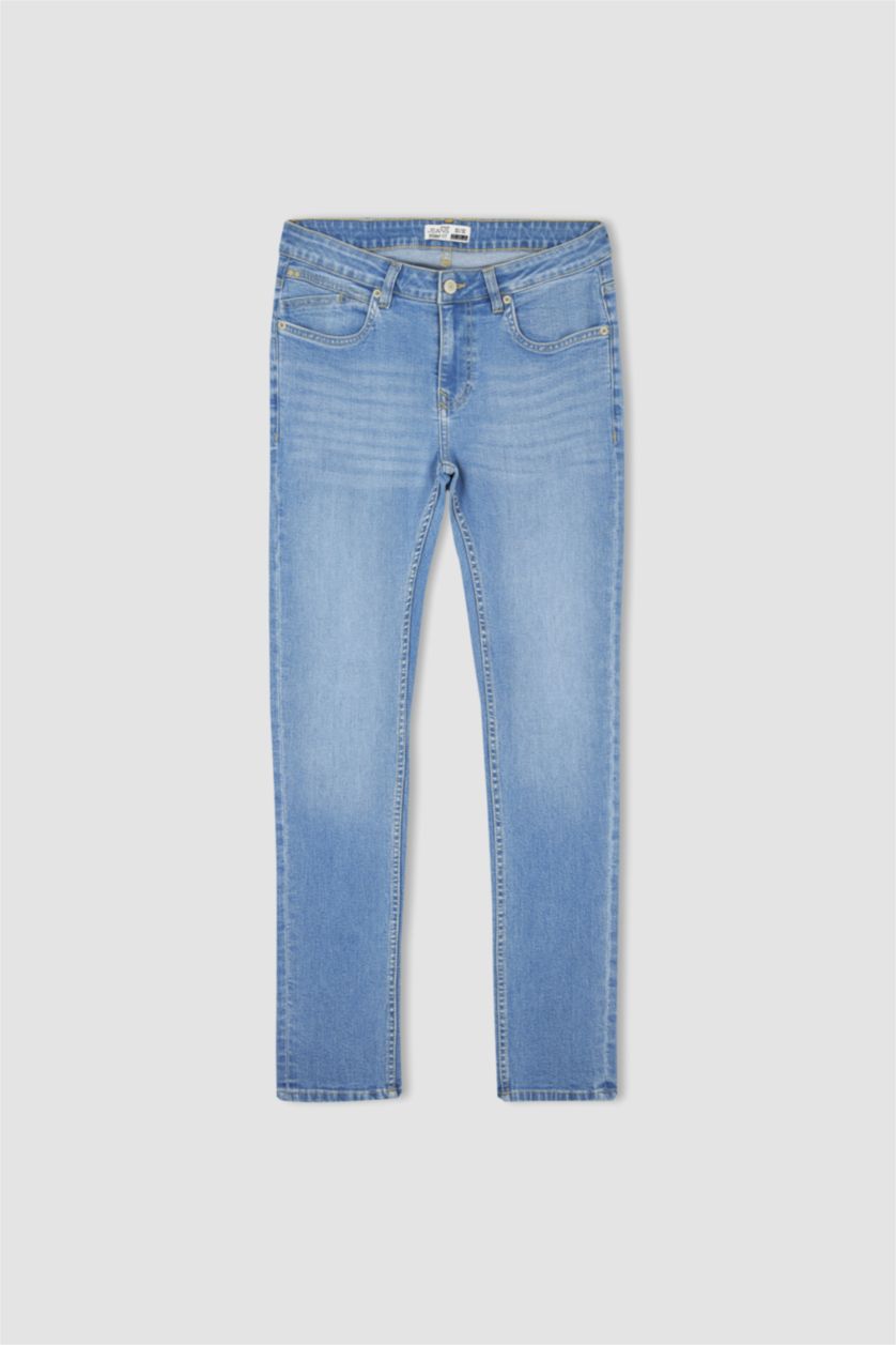 Erkek Açık Mavi Carlo Skınny Fıt Normal Bel Dar Paça Pantolon