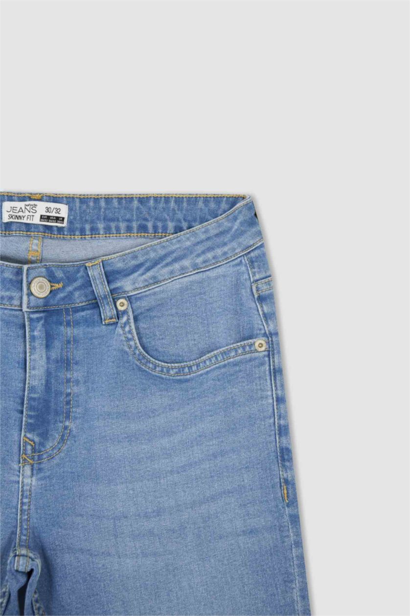 Erkek Açık Mavi Carlo Skınny Fıt Normal Bel Dar Paça Pantolon