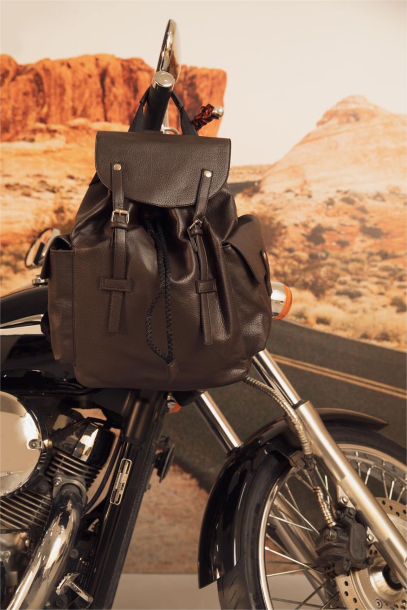 HOMME Marron Sac à dos en similicuir pour homme avec ceinture