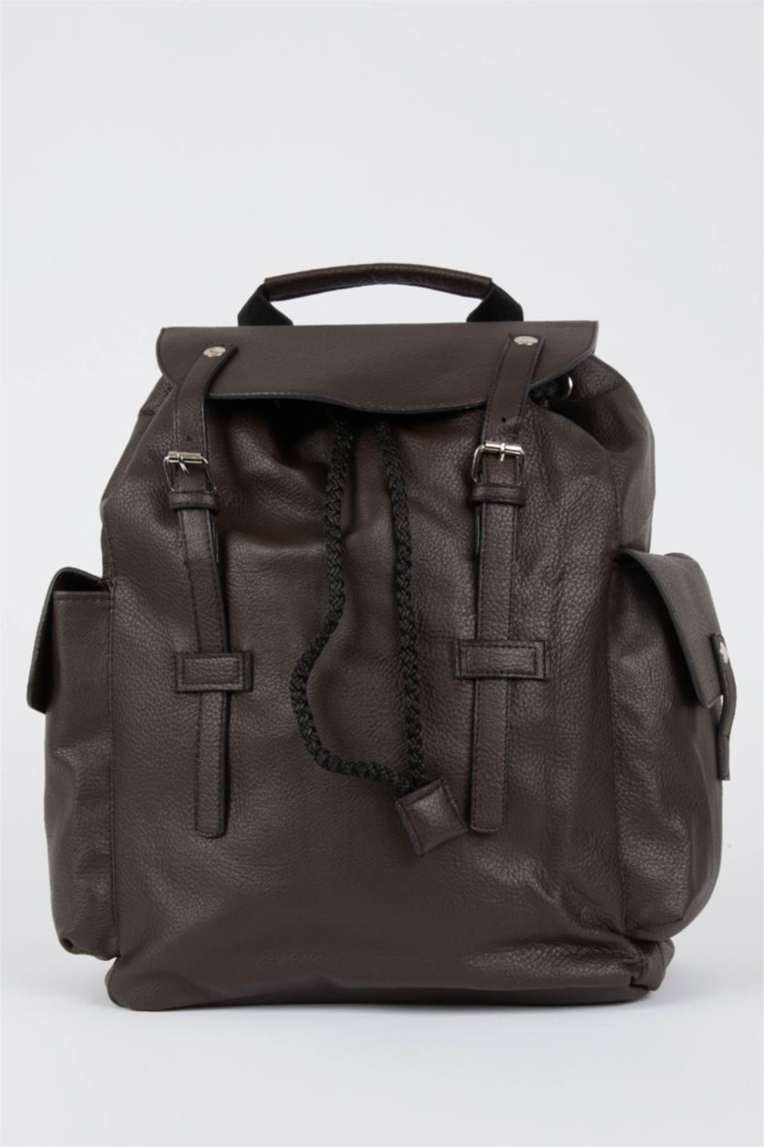 HOMME Marron Sac à dos en similicuir pour homme avec ceinture