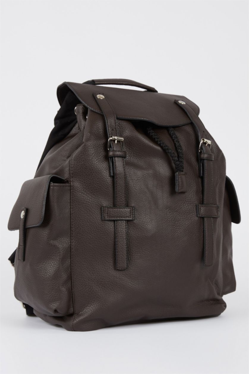 HOMME Marron Sac à dos en similicuir pour homme avec ceinture