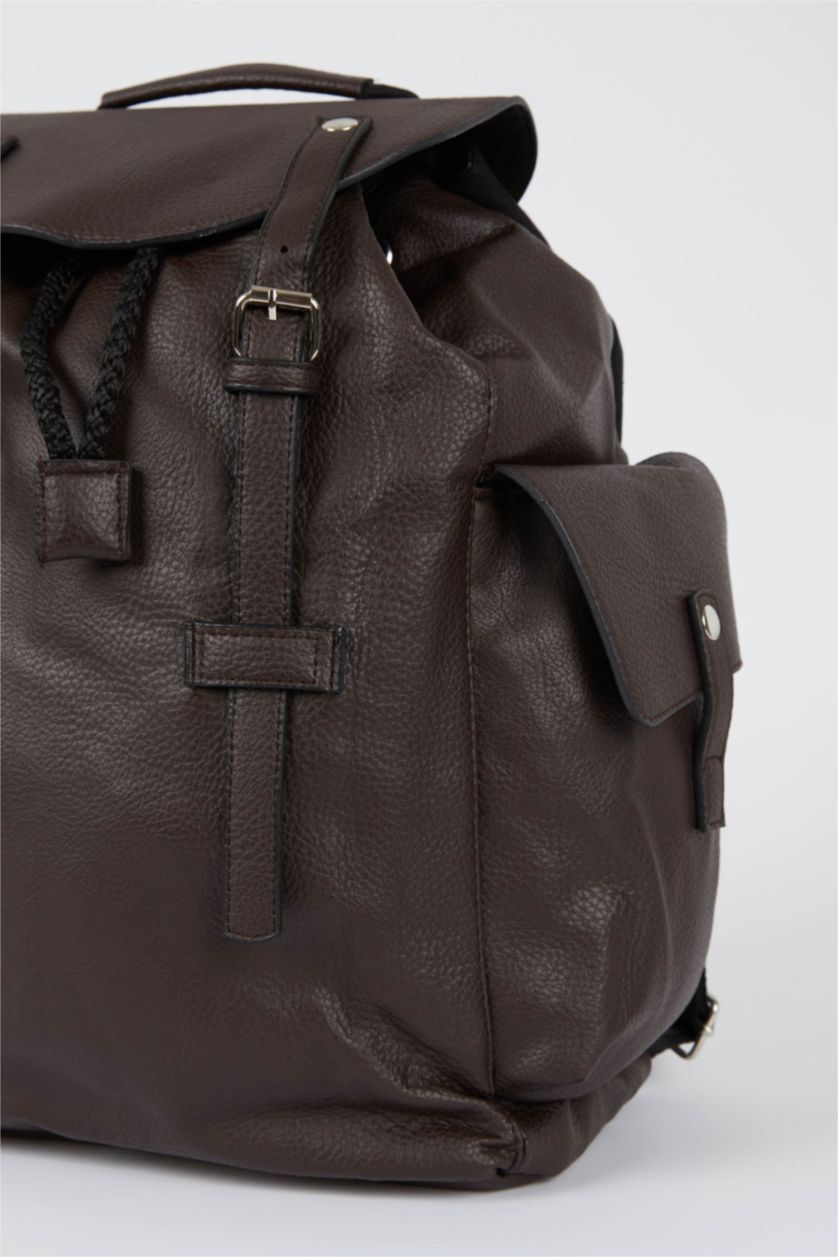 HOMME Marron Sac à dos en similicuir pour homme avec ceinture