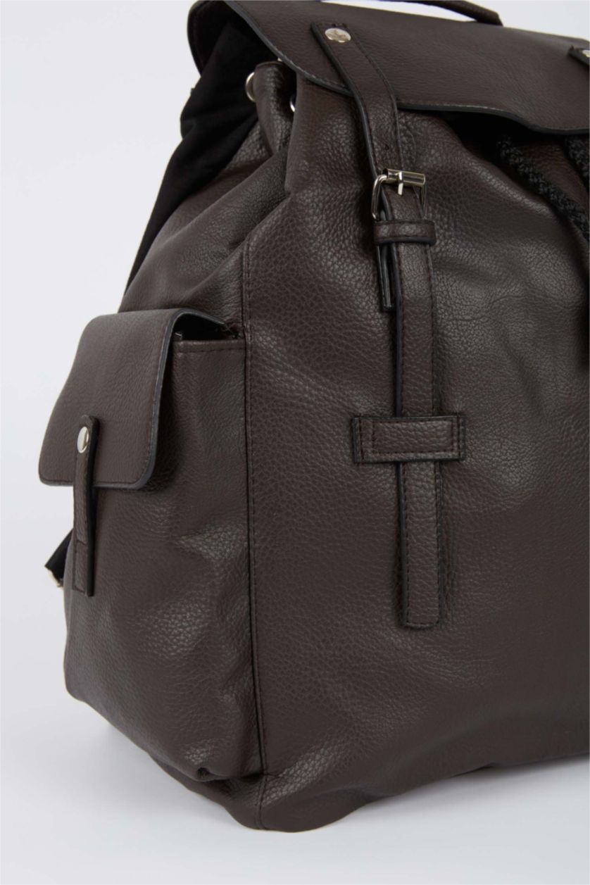 HOMME Marron Sac à dos en similicuir pour homme avec ceinture