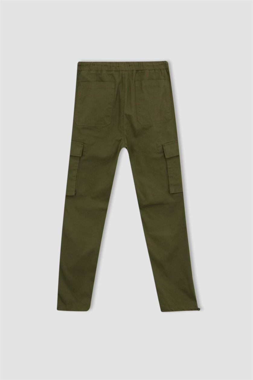 Мужчины Хаки Брюки джоггеры свободного кроя с карманами карго