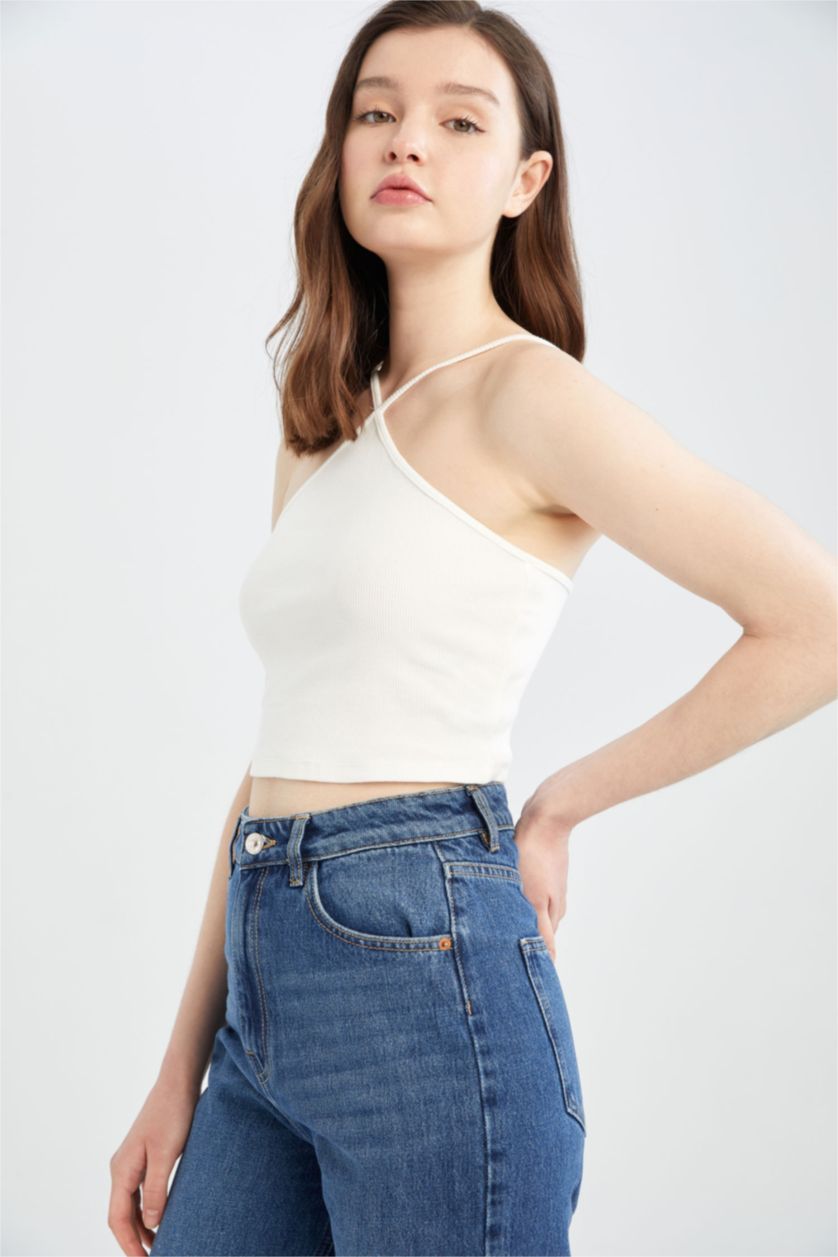 WOMAN White Fitted Cross Strappy Camisole Vest