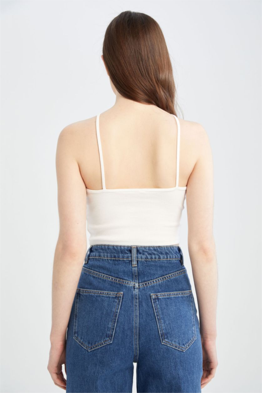 WOMAN White Fitted Cross Strappy Camisole Vest