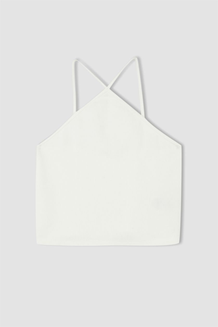 WOMAN White Fitted Cross Strappy Camisole Vest