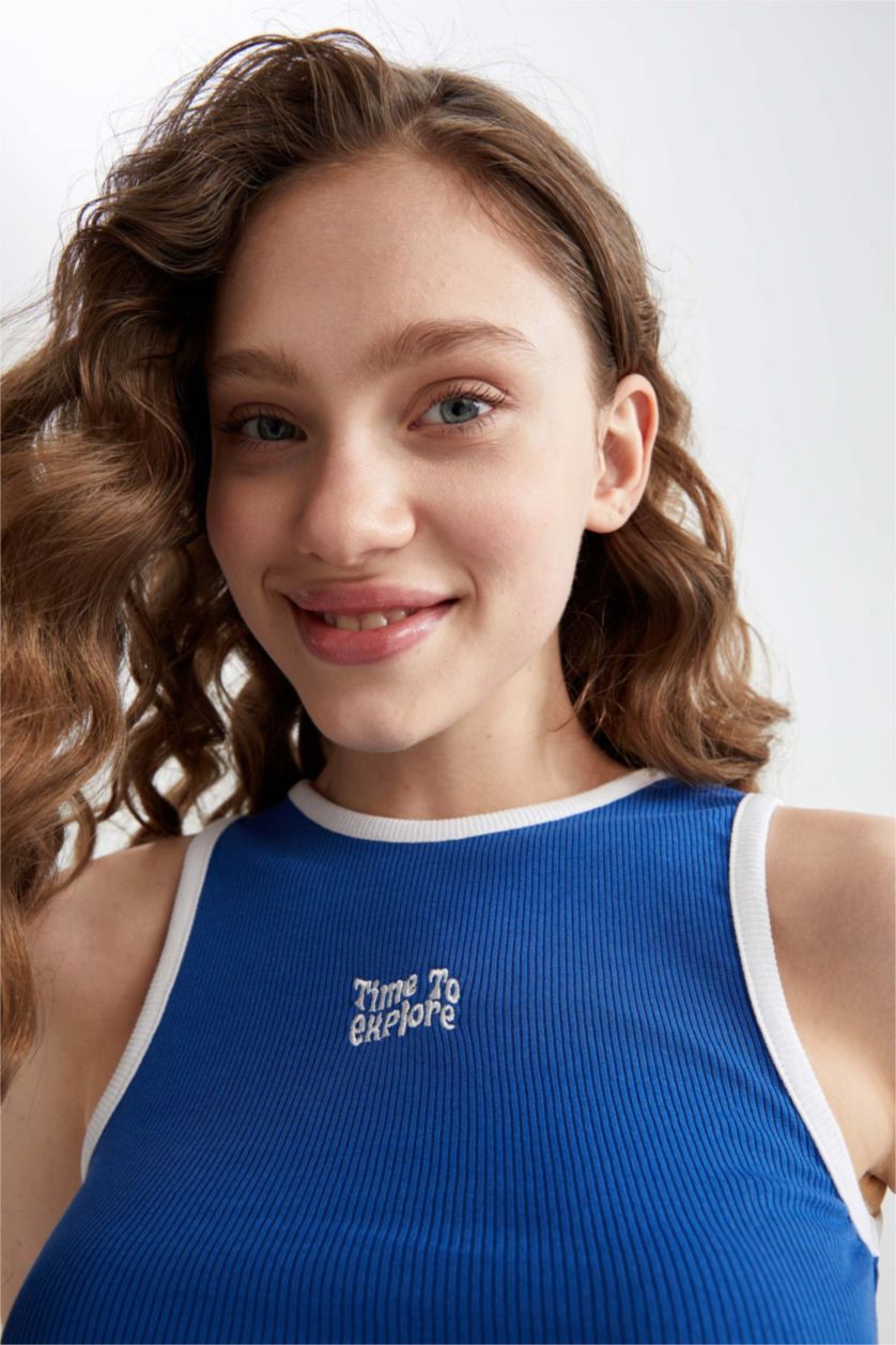 WOMAN Royal Coool Fitted Halter Collar Printed Singlet