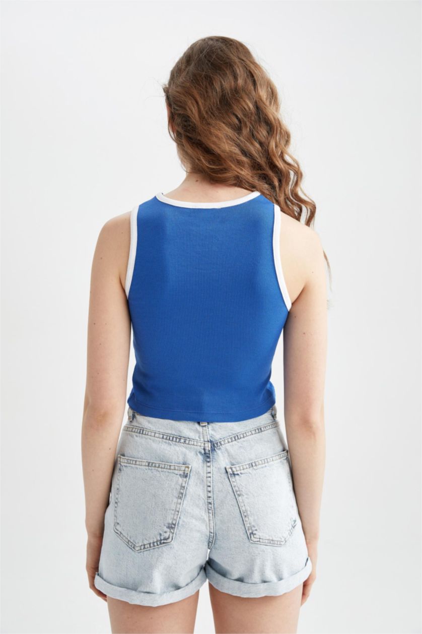 WOMAN Royal Coool Fitted Halter Collar Printed Singlet