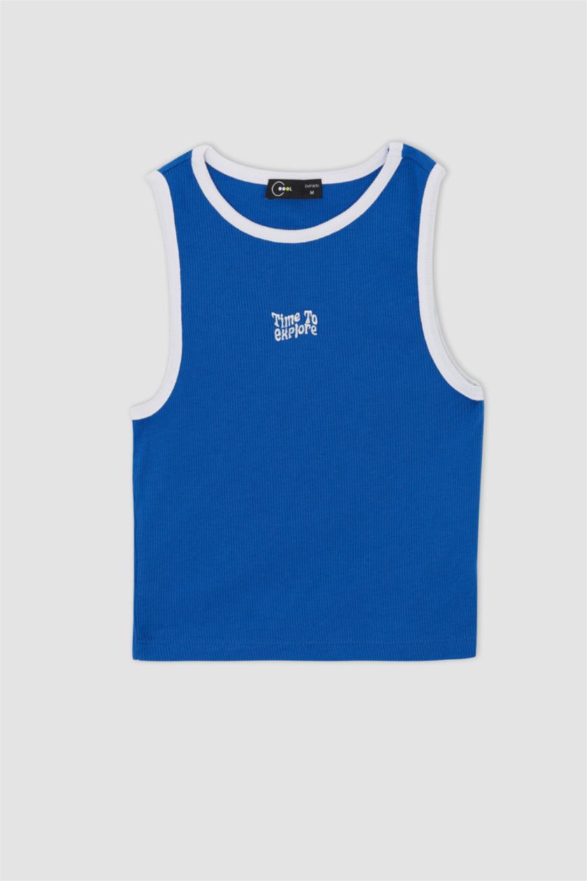 WOMAN Royal Coool Fitted Halter Collar Printed Singlet